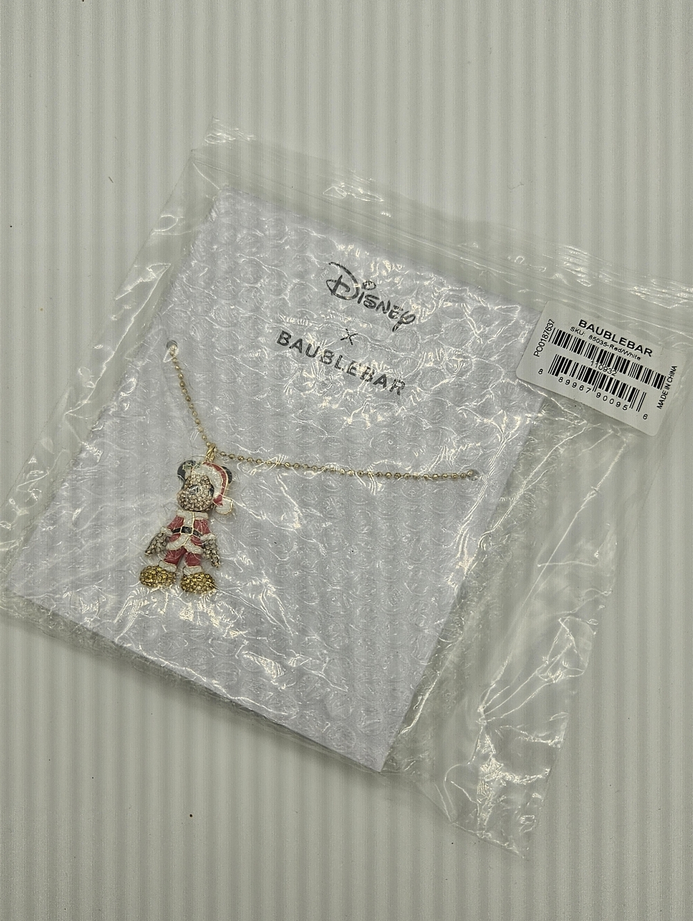Disney x BaubleBar Santa Mickey Pendant Necklace - Red, Gold, Black, White - Picture 4 of 4